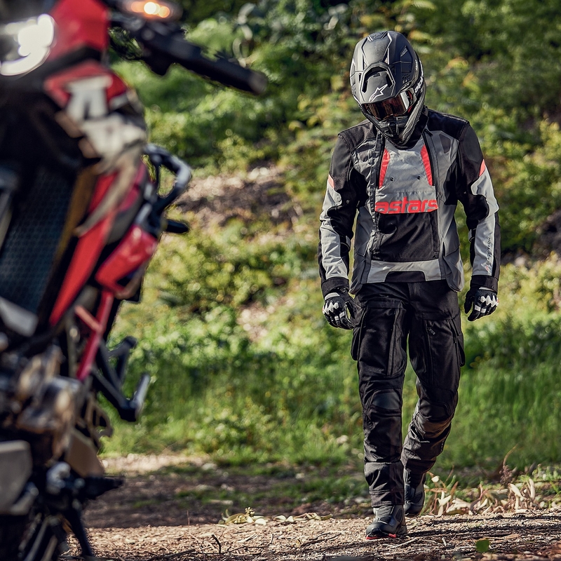 Jachetă moto Alpinestars Halo Drystar Gri deschis-Gri închis-Negru-Roșu fluo
