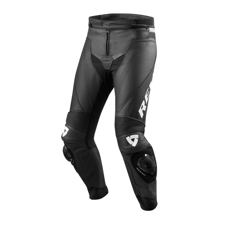 Pantaloni de motocicletă Revit Vertex GT din piele neagră și albă lichidare