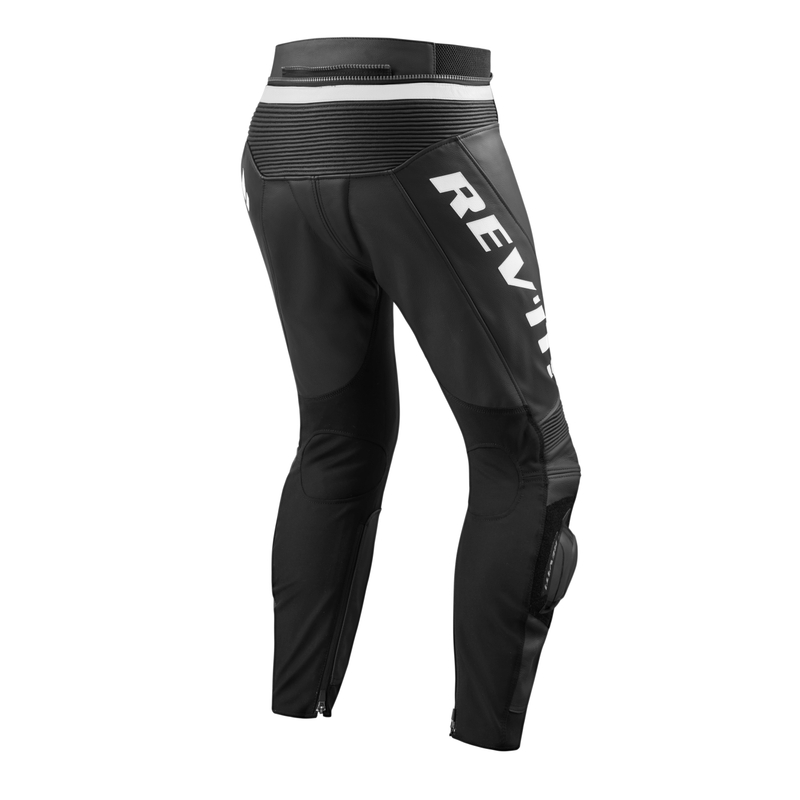 Pantaloni de motocicletă Revit Vertex GT din piele neagră și albă lichidare