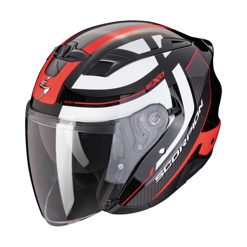 Casca moto deschisa SCORPION EXO-230 PUL negru-rosu lichidare