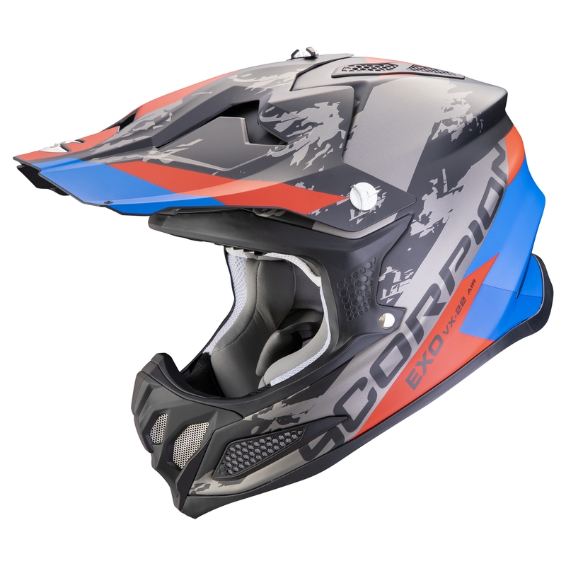 Casca motocross Scorpion VX-22 Air CX negru-albastru-rosu mat lichidare