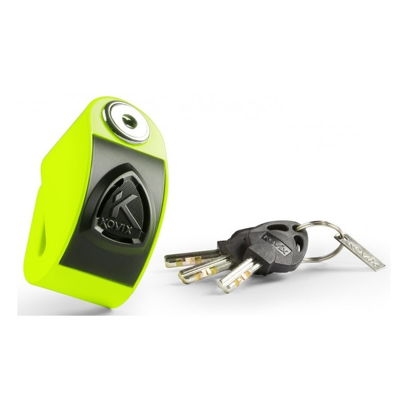 Blocaj pentru frâne pe disc cu alarmă KOVIX KD6 galben fluo