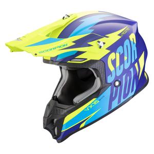 Casca motocross Scorpion VX-16 EVO AIR Slanter albastru mat-galben fluo