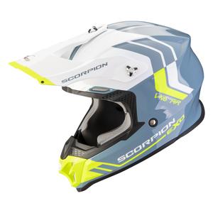 Casca de motocross Scorpion VX-16 EVO AIR Fusion albastru-galben fluo