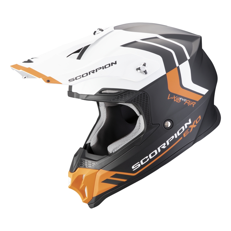 Casca motocross Scorpion VX-16 EVO AIR Fusion negru-portocaliu mat lichidare