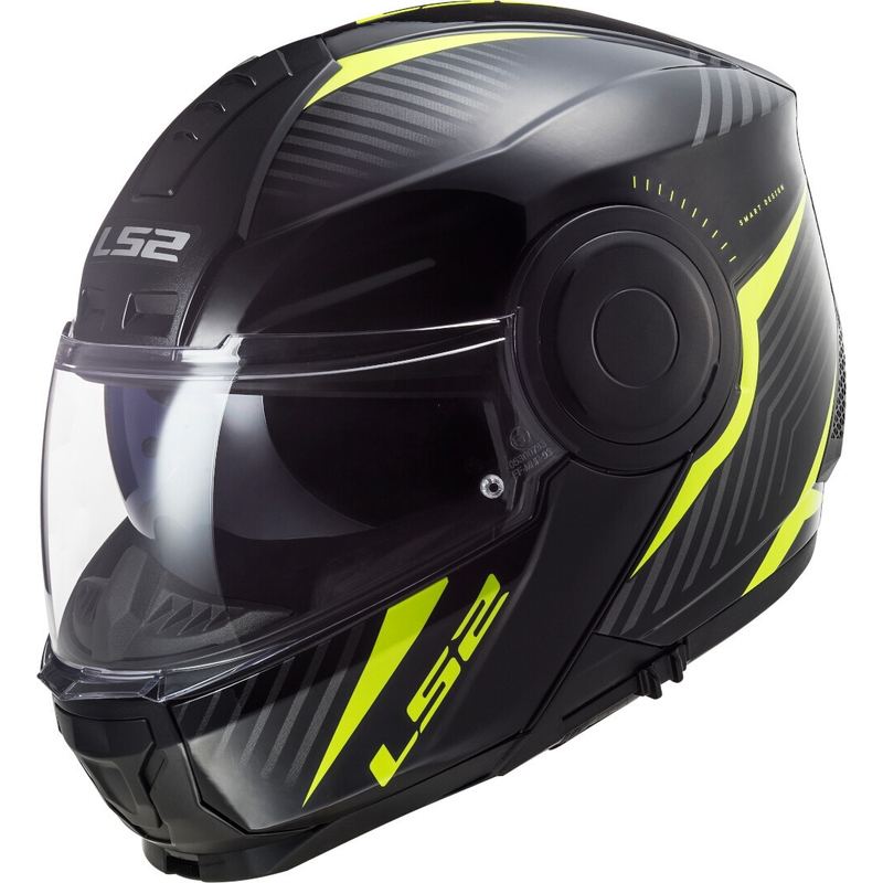 Casca de motocicleta rabatabila LS2 FF902 Scope Skid negru-galben fluo - II. calitate
