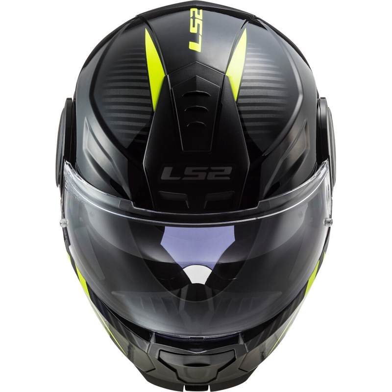 Casca de motocicleta rabatabila LS2 FF902 Scope Skid negru-galben fluo - II. calitate