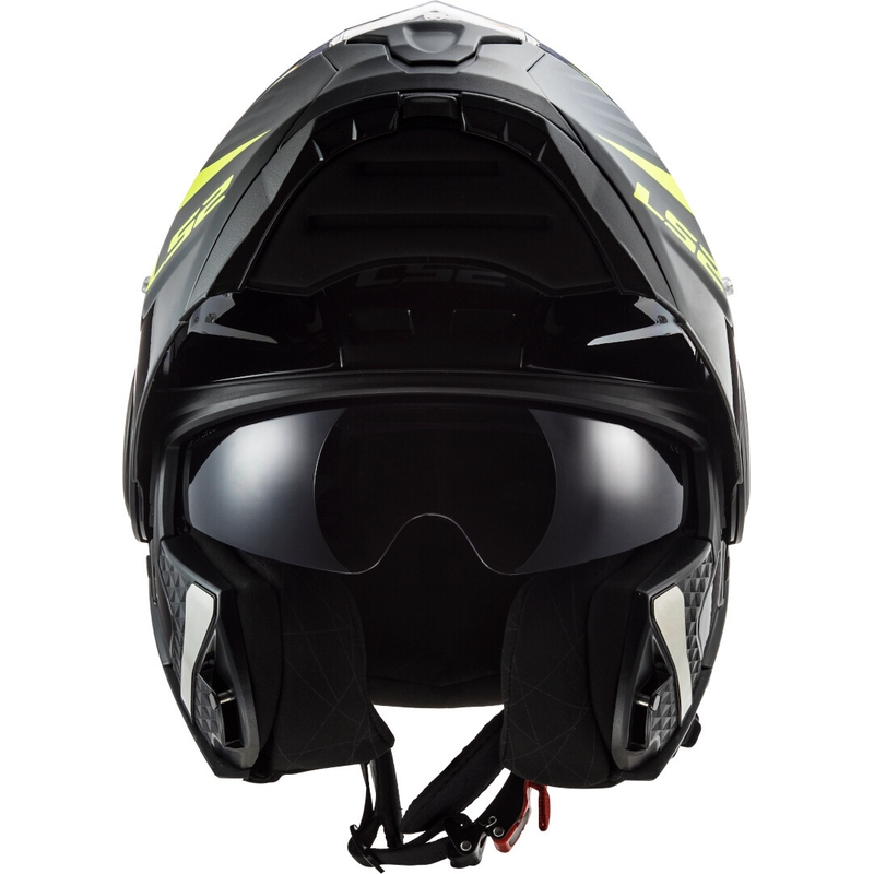 Casca de motocicleta rabatabila LS2 FF902 Scope Skid negru-galben fluo - II. calitate
