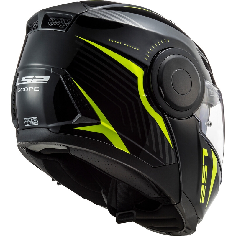 Casca de motocicleta rabatabila LS2 FF902 Scope Skid negru-galben fluo - II. calitate