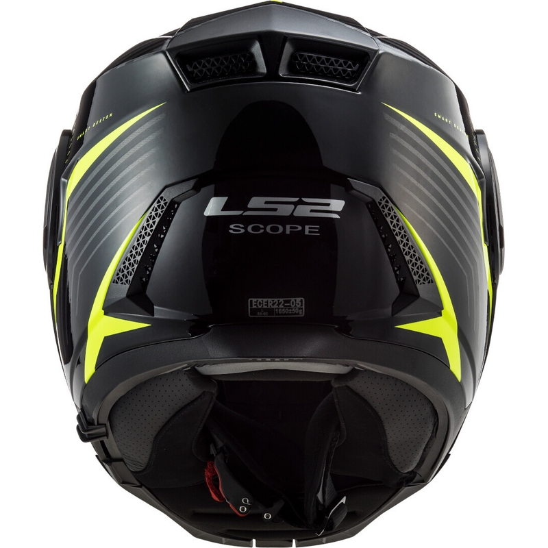 Casca de motocicleta rabatabila LS2 FF902 Scope Skid negru-galben fluo - II. calitate