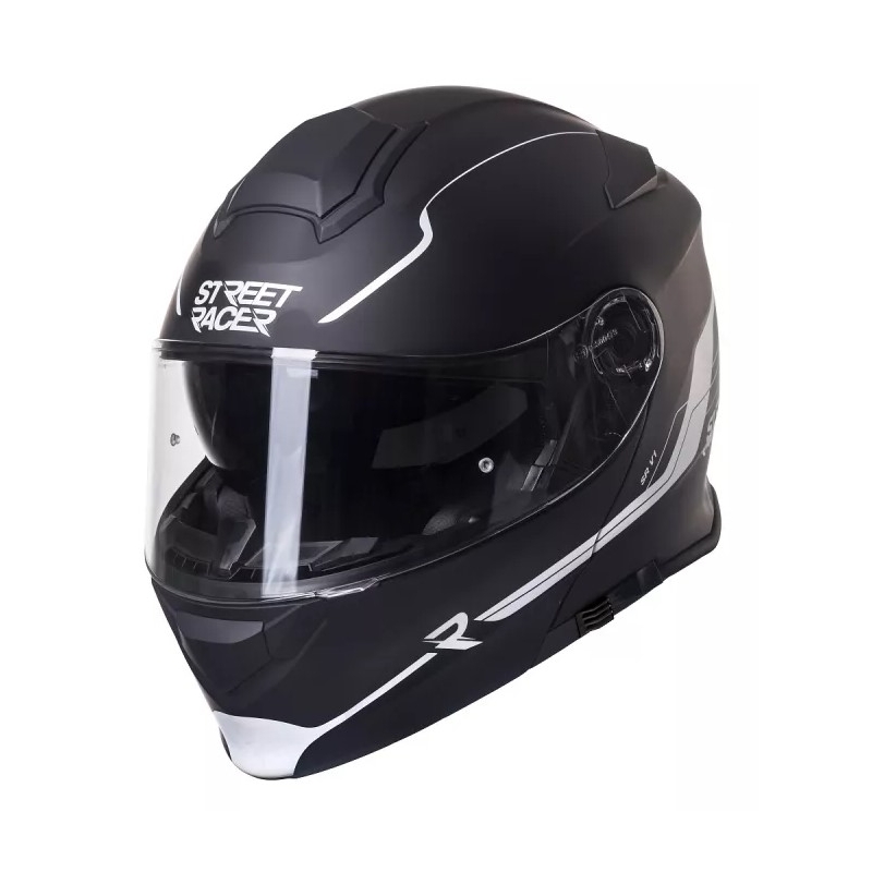 Cască de motocicletă flip-up Street Racer SR V1 negru-alb - II. calitate
