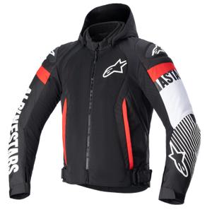 Jacheta moto Alpinestars Zaca Air Waterproof negru-alb-rosu fluo