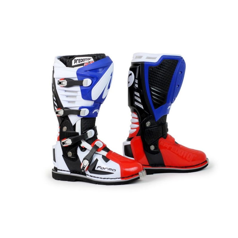 Ghete moto Forma Predator 2.0 alb-albastru-rosu