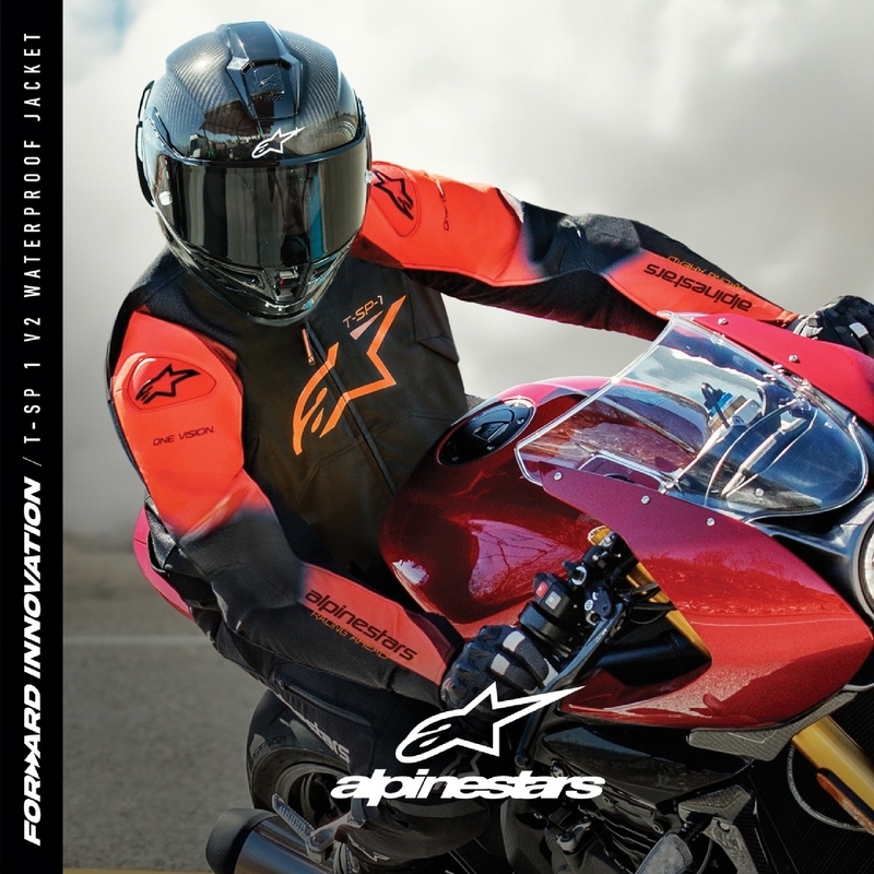 Geaca moto Alpinestars T-SP 1 2 Impermeabil negru-rosu fluo