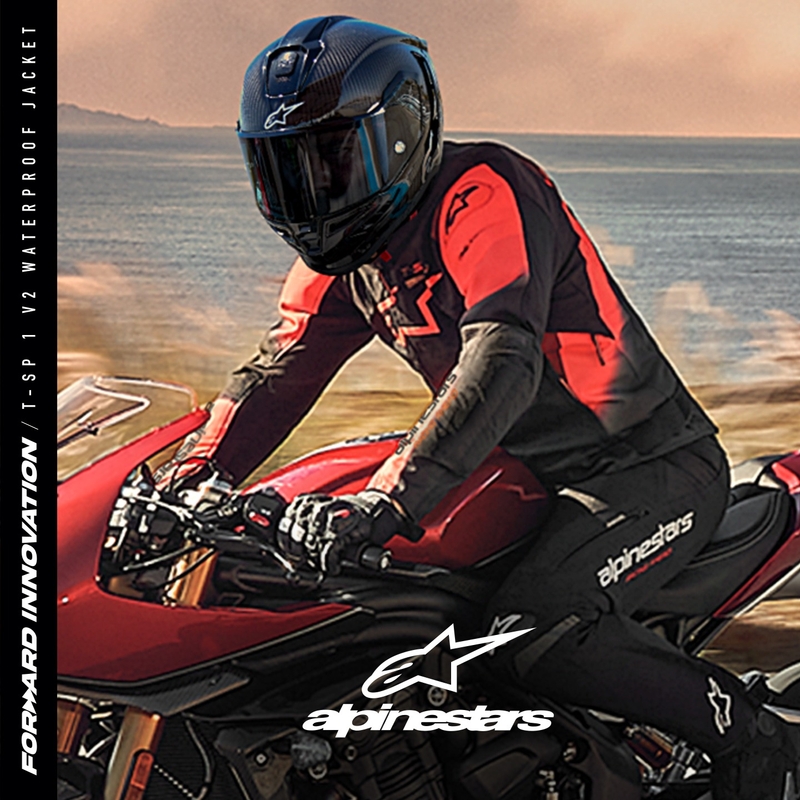 Geaca moto Alpinestars T-SP 1 2 Impermeabil negru-rosu fluo