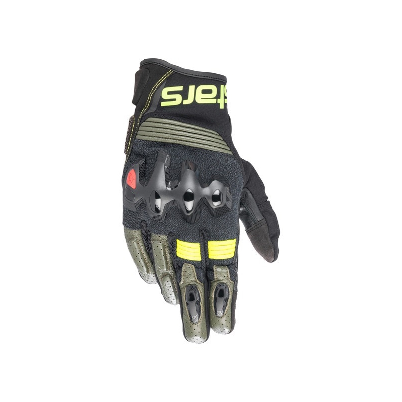 Mănuși moto Alpinestars Halo negru-verde-galben fluo