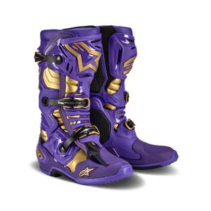 Cizme de motocicletă Alpinestars Tech 10 Ediție limitată Champ Purple-Gold