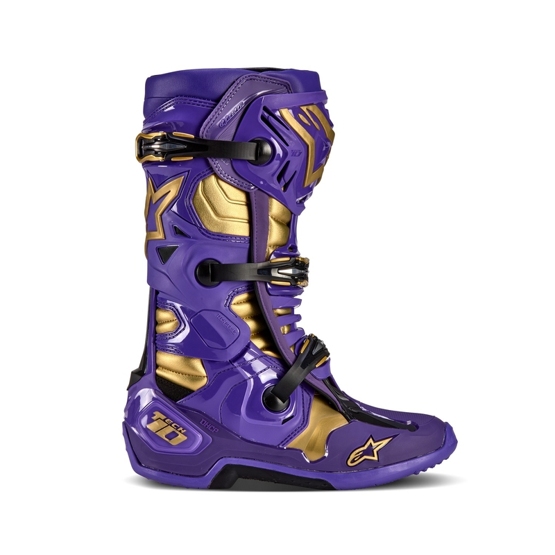Cizme de motocicletă Alpinestars Tech 10 Ediție limitată Champ Purple-Gold