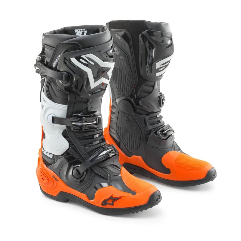 Ghete moto Alpinestars Tech 10 KTM negru-portocaliu