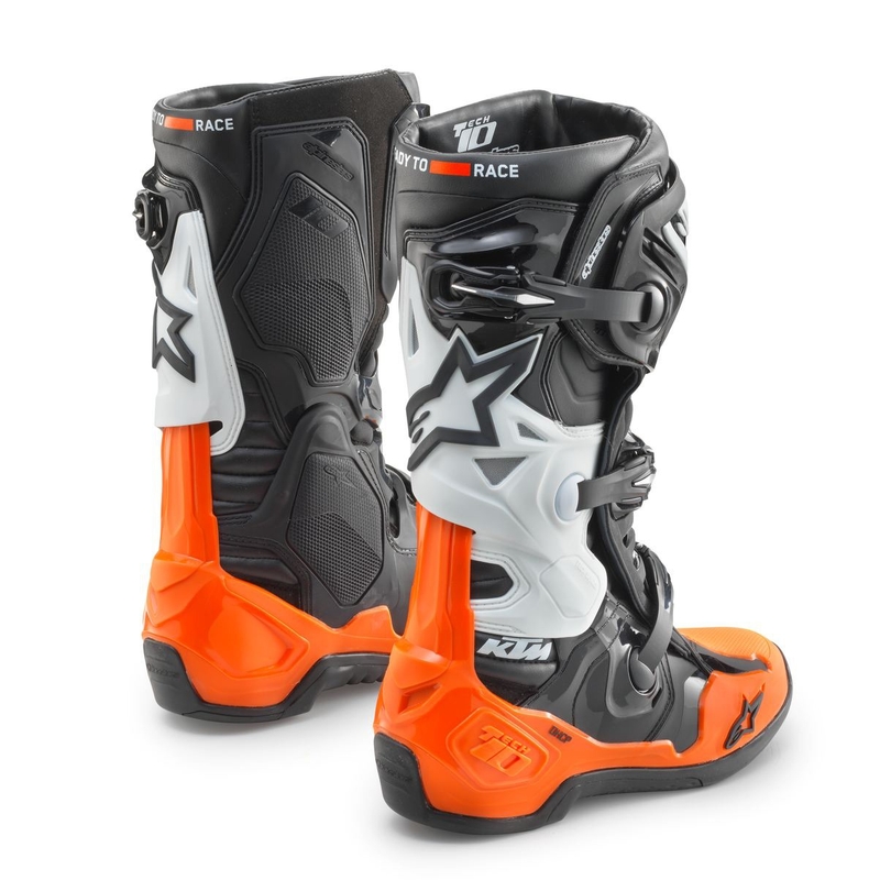 Ghete moto Alpinestars Tech 10 KTM negru-portocaliu
