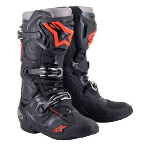 Ghete moto Alpinestars Tech 10 negru-rosu fluo-gri