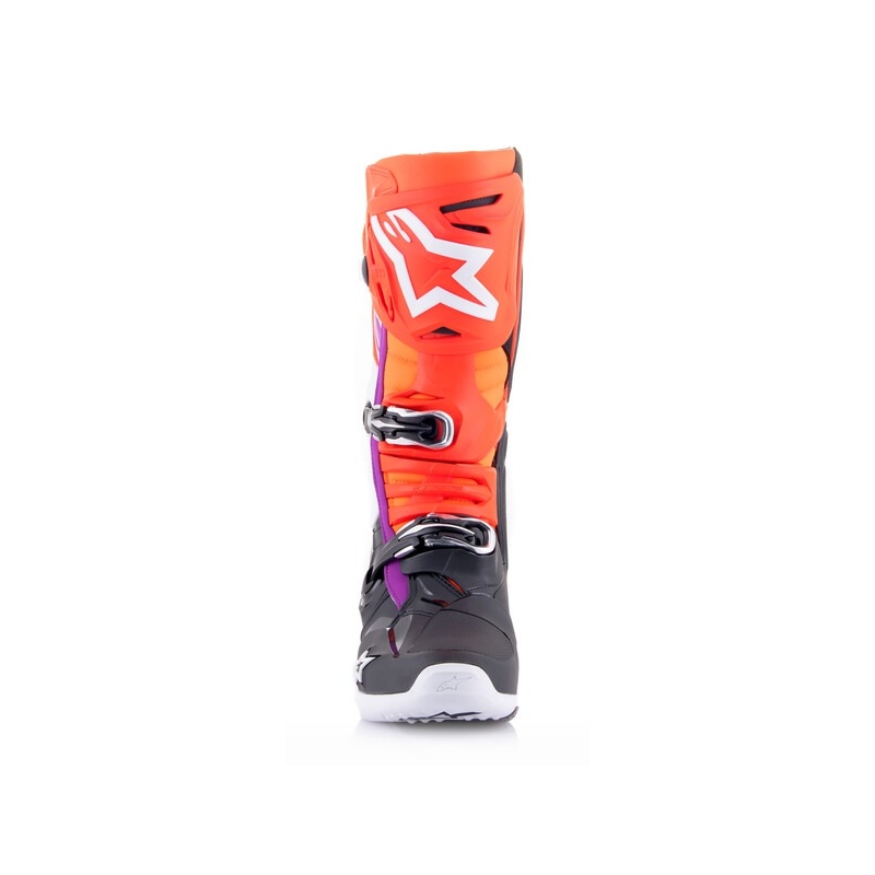 Ghete moto Alpinestars Tech 10 portocaliu-galben-violet-alb-negru