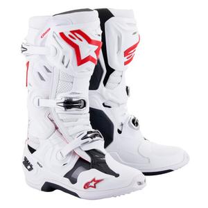 Ghete Moto Alpinestars Tech 10 Supervented Perforate Alb-Roșu-Negru