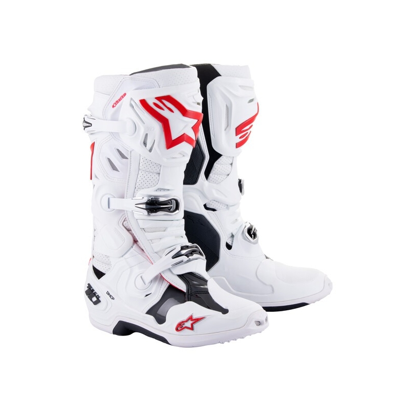 Ghete Moto Alpinestars Tech 10 Supervented Perforate Alb-Roșu-Negru