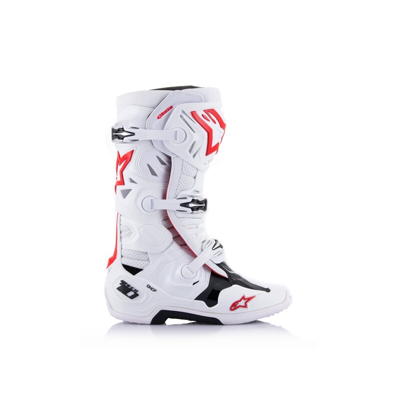 Ghete Moto Alpinestars Tech 10 Supervented Perforate Alb-Roșu-Negru