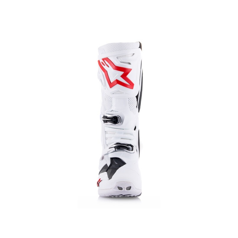 Ghete Moto Alpinestars Tech 10 Supervented Perforate Alb-Roșu-Negru
