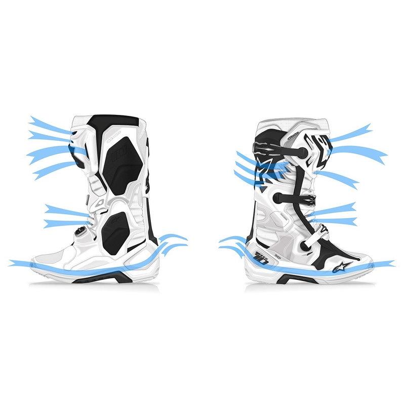 Ghete Moto Alpinestars Tech 10 Supervented Perforate Alb-Roșu-Negru