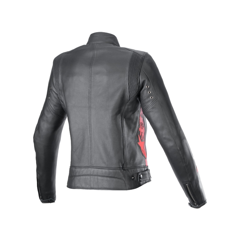Jachetă de motocicletă din piele pentru femei Alpinestars Stella Dyno Negru-Roșu