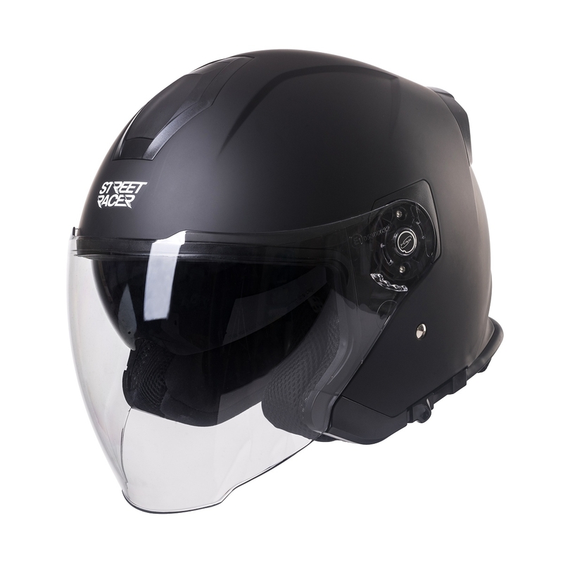 Casca moto deschisa Street Racer SR 01 MotoZem Performance neagra - II. calitate