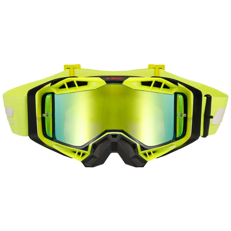 Ochelari de protecție de motocross LS2 Aura PRO plexiglass iridiu negru-galben