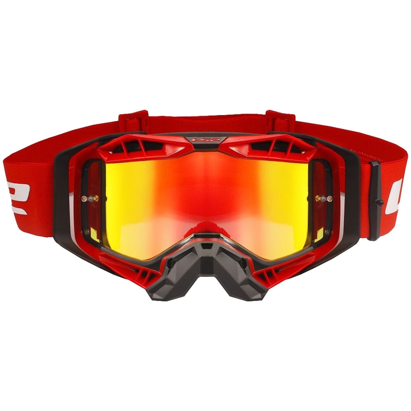 Ochelari de motocross LS2 Aura PRO plexiglass iridiu negru-rosu