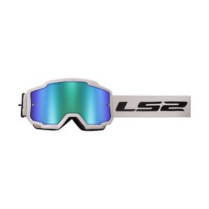 Ochelari de motocross LS2 Charger HV alb cu plexiglas iridiu verde