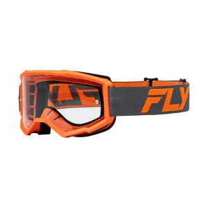 Ochelari de motocross Fly Racing Focus negru-portocaliu cu plexiglas transparent