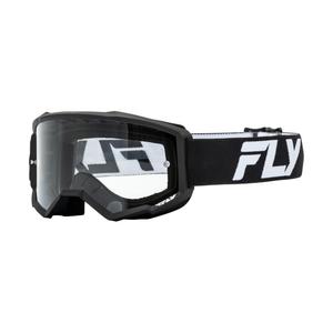 Ochelari de motocross FLY Racing Focus alb-negru cu plexiglas transparent