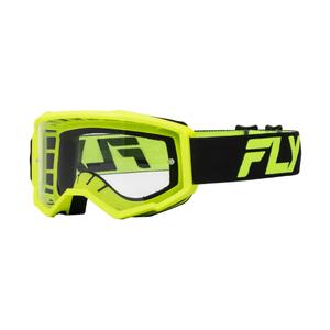 Ochelari de motocross FLY Racing Focus negru-galben fluo cu plexiglas transparent