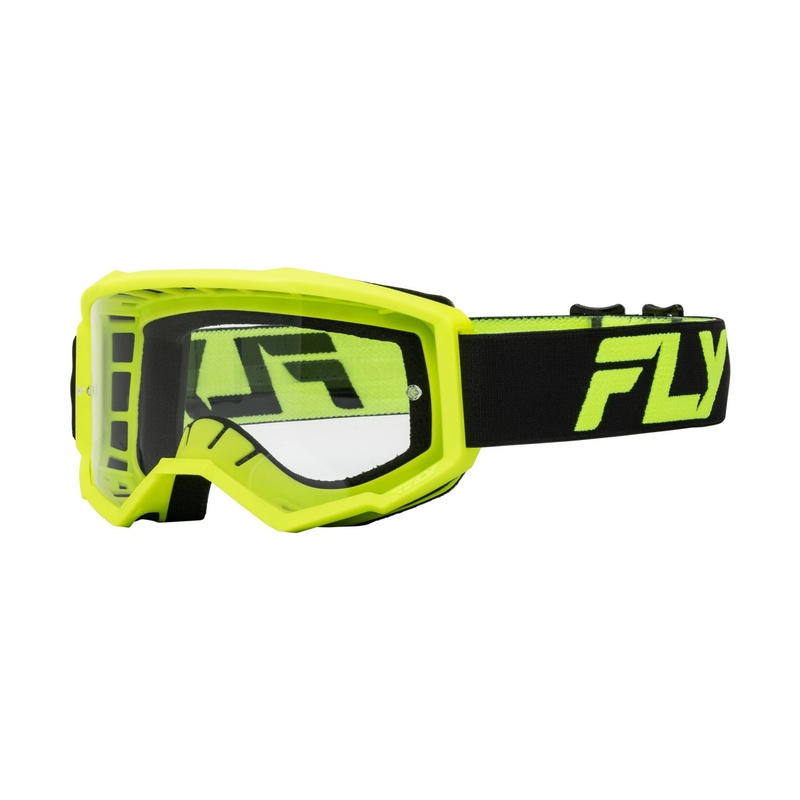 Ochelari de protecție motocross pentru copii FLY Racing Focus negru-galben fluo cu plexiglas transparent