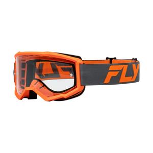 Ochelari de motocross pentru copii FLY Racing Focus negru-portocaliu cu plexiglas transparent