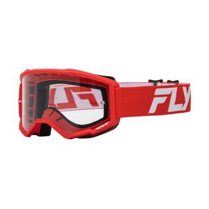 Ochelari de protecție motocross pentru copii FLY Racing Focus roșu-alb cu plexiglas transparent