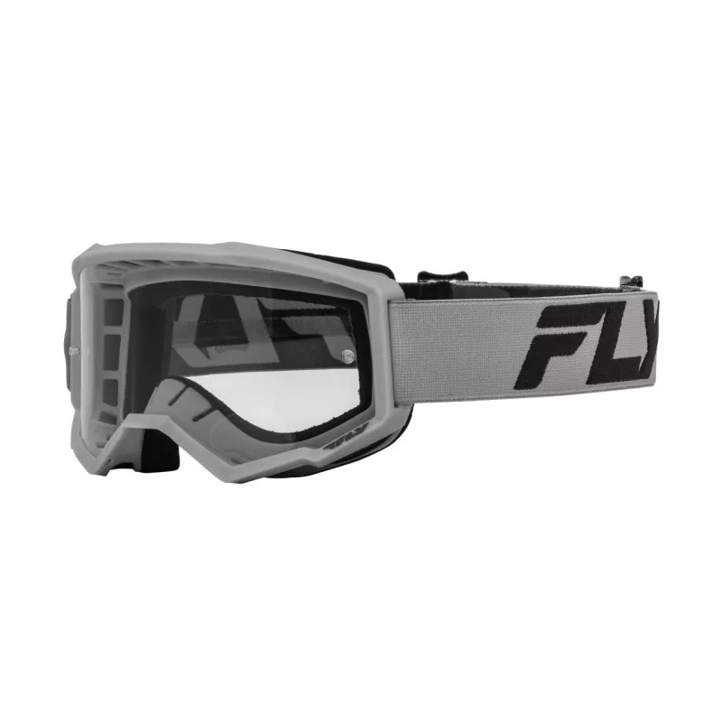 Ochelari de motocross pentru copii FLY Racing Focus argintiu-negru cu plexiglas transparent