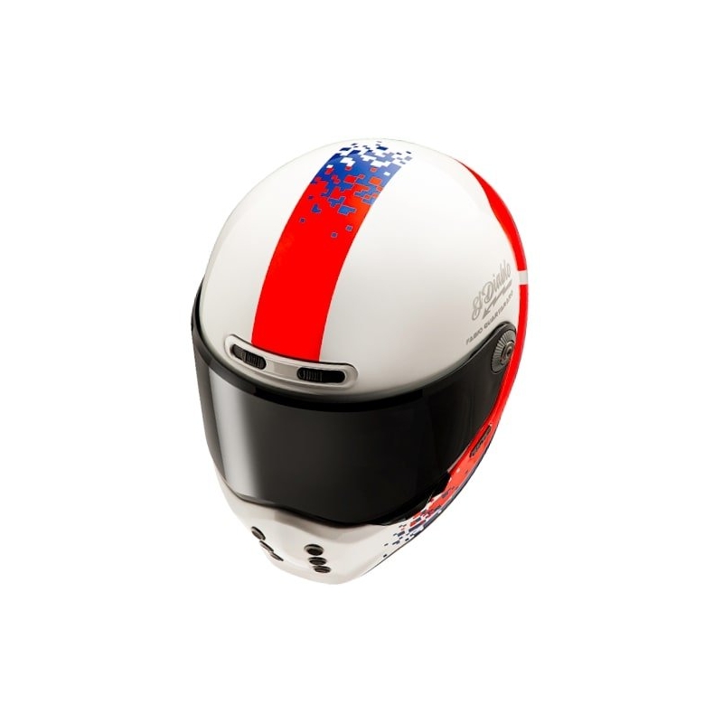 Cască moto integrală HJC V10 Fabio Quartararo 20 retro alb-roșu-albastru