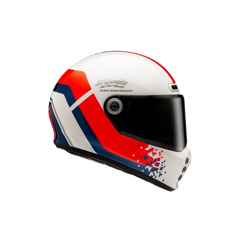 Cască moto integrală HJC V10 Fabio Quartararo 20 retro alb-roșu-albastru