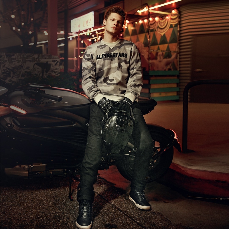 Hanorac motocicletă Alpinestars Legit Crew Fleece, gri camo deschis