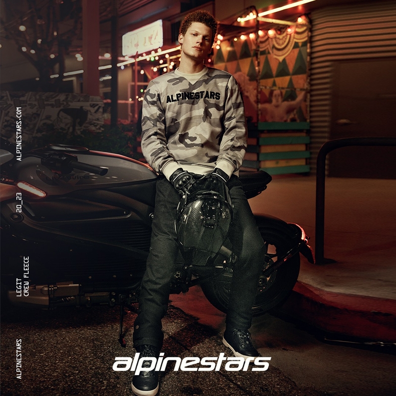 Hanorac motocicletă Alpinestars Legit Crew Fleece, gri camo deschis