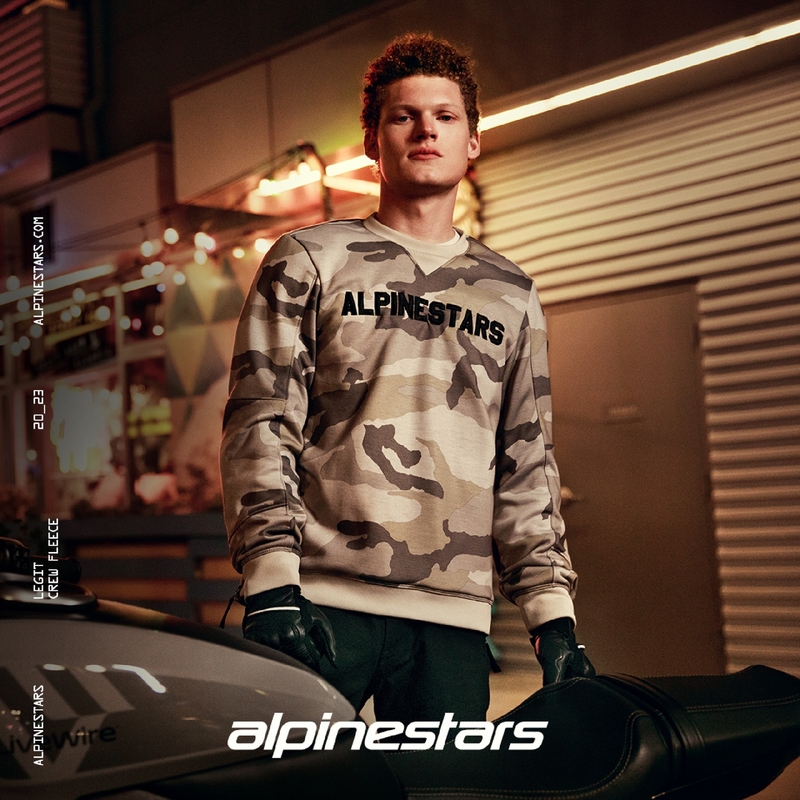 Hanorac motocicletă Alpinestars Legit Crew Fleece, gri camo deschis