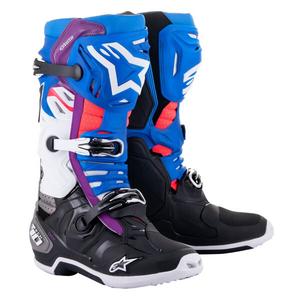 Ghete moto Alpinestars Tech 10 Supervented perforate Albastru-Violet-Roz-Alb-Gri-Negru
