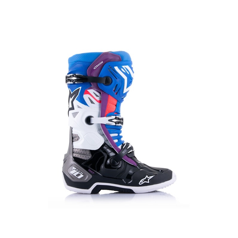 Ghete moto Alpinestars Tech 10 Supervented perforate Albastru-Violet-Roz-Alb-Gri-Negru